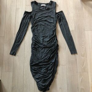 Anthropologie Bailey 44 Cold Shoulder Midi Dress in Grey Size L